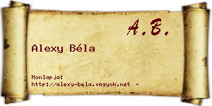 Alexy Béla névjegykártya