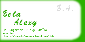 bela alexy business card